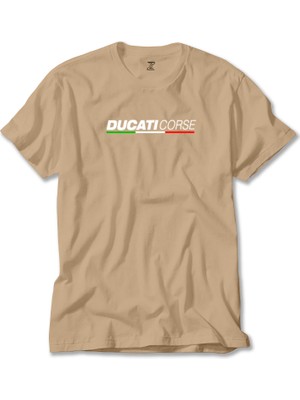 Z zepplin Ducati Corse Text Krem Tişört