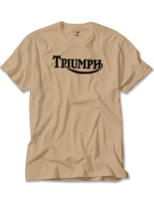 Z zepplin Triumph Motorcycles Logo Krem Tişört