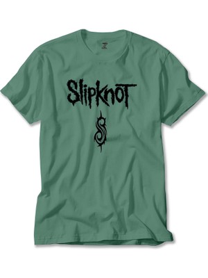 Z zepplin Slipknot Logo Text Yeşil Tişört