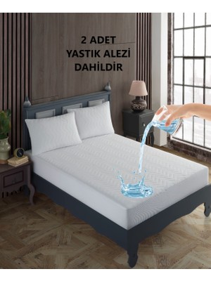 Gülcü Çift Kişilik Kapitone Fitted Su Geçirmez Yastık ve Yatak Alezi Seti Yatak Koruyucu