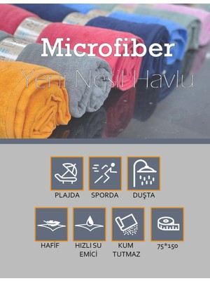 Miami Beach Turuncu Mikrofiber Plaj ve Banyo Havlusu - Hafif (75 x 150)