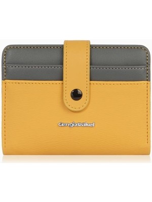 Cengiz Pakel Kadın Mini Boy Çıt Çıt Detaylı Cüzdan – 65315 - Hardal/gri