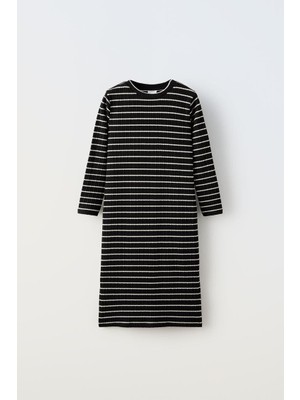 Çizgili Kız Çocuk Uzun Elbise