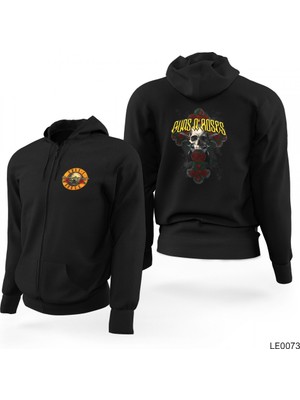 Z zepplin Guns N Roses Siyah Fermuarlı Limited Edition Kapşonlu Sweatshirt