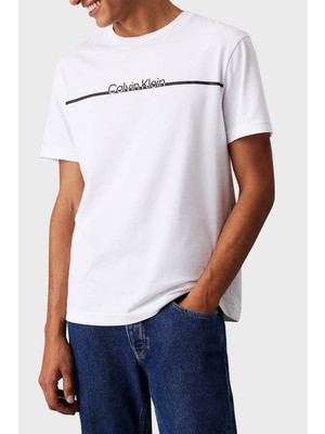 Calvin Klein Pamuklu Regular Fit Bisiklet Yaka Logolu T Shirt K10K113802YAF Erkek T Shirt K10K113802 Yaf