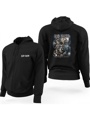Z zepplin Iced Earth Siyah Fermuarlı Limited Edition Kapşonlu Sweatshirt
