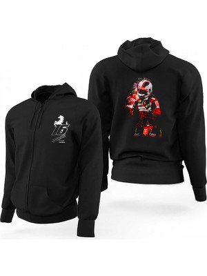 Z zepplin F1 Charles Leclerc Ferrari Siyah Fermuarlı Limited Edition Kapşonlu Sweatshirt