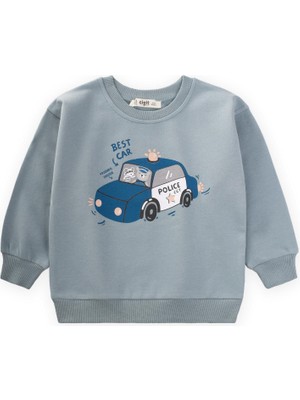 Cigit Police Baskılı Sweatshirt 1-7 Yaş Mint Yeşili