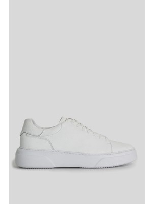 Lufian Tommy Erkek Deri Sneaker Ayakkabı Beyaz Düz Tabanlı 111230187 Şık ve Rahat