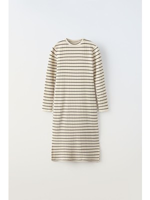 Çizgili Kız Çocuk Uzun Elbise