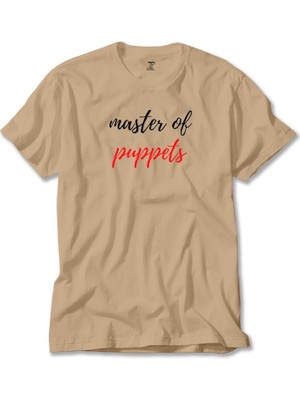 Z zepplin Metallica Master Of Puppets Text Krem Tişört