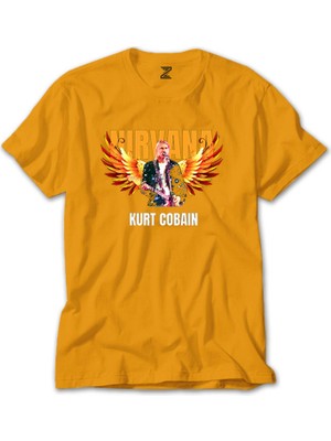 Z zepplin Nirvana Kurt Cobain Guitar Angel Sarı Tişört
