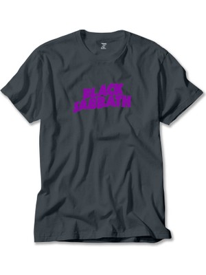 Z zepplin Black Sabbath Purple Yazı Füme Tişört
