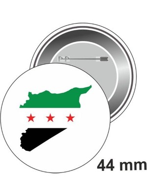 Zaytoon Suriye Haritası Içinde Yeni Bayrağı Yuvarlak Rozeti 44 mm A300025