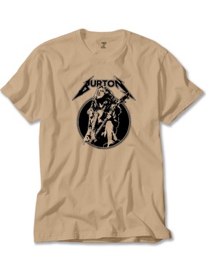 Z zepplin Metallica Cliff Burton Guitar Krem Tişört