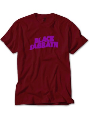 Z zepplin Black Sabbath Purple Yazı Kırmızı Tişört