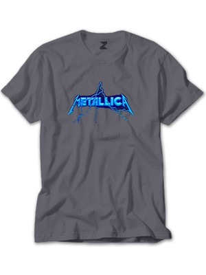 Z zepplin Metallica Logo Lightning Gri Tişört