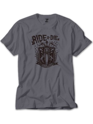 Z zepplin Ride Die Silhouette Gri Tişört
