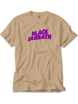Z zepplin Black Sabbath Purple Yazı Krem Tişört