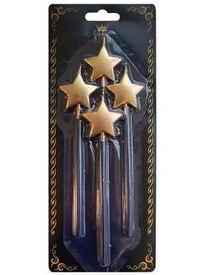 Partici 4'lü Altın Yıldız Mum Seti