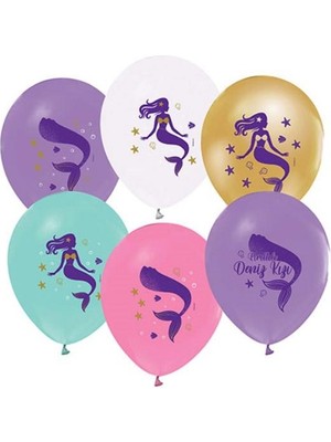 Deniz Kızı Baskılı Balon 5'li