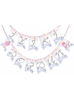 Unicorn Iyi Ki Doğdun Gümüş Harf  Banner