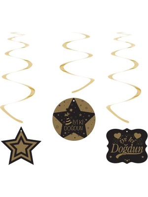 Iyi Ki Doğdun Altın Yazılı Siyah Tavan Süsü