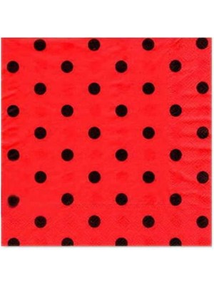 Siyah Puantiyeli Kırmızı Peçete 20'li