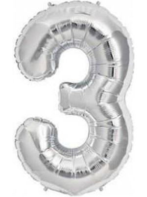 3 Rakam Folyo Balon Gümüş 100CM