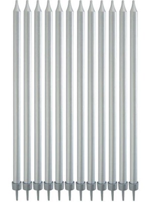 12CM Gümüş Çubuk Mum 6'lı