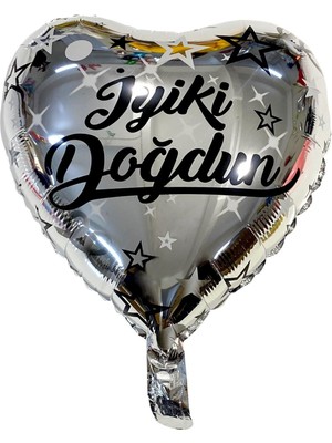 Iyi Ki Doğdun Gümüş Kalp Folyo Balon 45CM