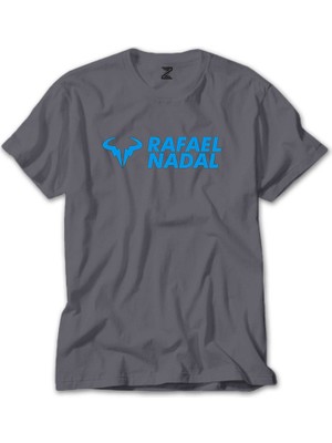 Z zepplin Rafael Nadal Blue Logo Text Gri Tişört