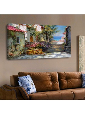 Zevahir Mobilya Dekorasyon 120x60 Kanvas Kasaba Manzara Tablosu