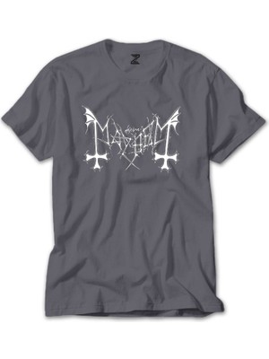 Z zepplin Mayhem Logo Gri Tişört