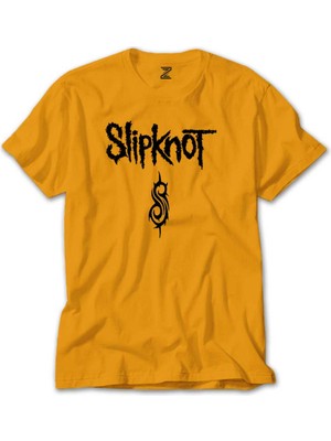Z zepplin Slipknot Logo Text Sarı Tişört