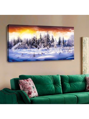Zevahir Mobilya Dekorasyon Zevahir 120x60 Kanvas Kar Manzarası Tablosu