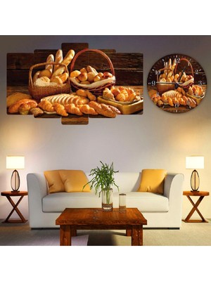 Zevahir Mobilya Dekorasyon Zevahir 5 Parça Mdf Fırıncılık Tablo Ve Mdf Saat Kombin