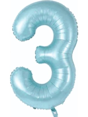 3 Rakam Folyo Balon Mavi 75CM