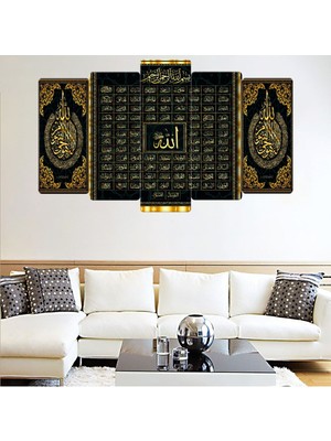 Zevahir Mobilya Dekorasyon 5 Parça Mdf Esmaül Hüsna Tablosu