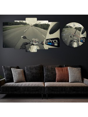 Zevahir Mobilya Dekorasyon Zevahir 5 Parça Mdf Motosiklet Tablo Ve Mdf Saat Kombin