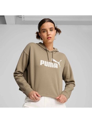 Puma Ess Cropped Logo Kadın Bej Kapüşonlu Sweatshirt 58686967