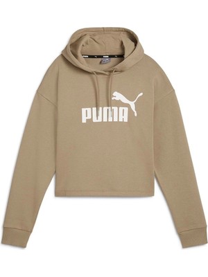 Puma Ess Cropped Logo Kadın Bej Kapüşonlu Sweatshirt 58686967