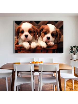 Zevahir Mobilya Dekorasyon 120x80 Cm Sevimli Köpekler Kanvas Tablo
