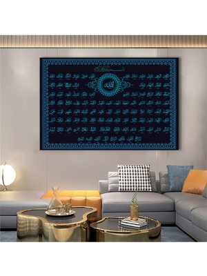 Zevahir Mobilya Dekorasyon 120x80 Cm Esmaül Hüsna Kanvas Tablo