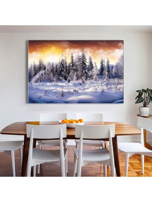 Zevahir Mobilya Dekorasyon 120x80 Cm Kar Manzara Kanvas Tablo