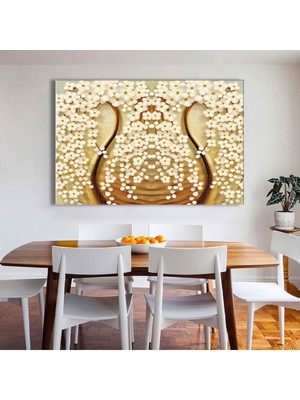 Zevahir Mobilya Dekorasyon 120x80 Cm Beyaz Çiçek Kanvas Tablo