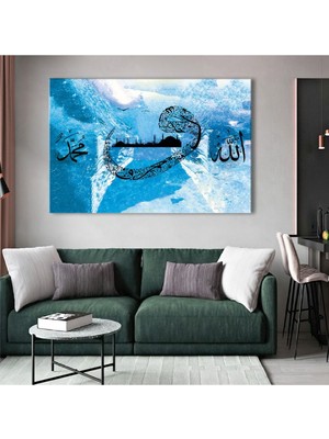 Zevahir Mobilya Dekorasyon 120x80 Cm Mavi Vav Dini Kanvas Tablo