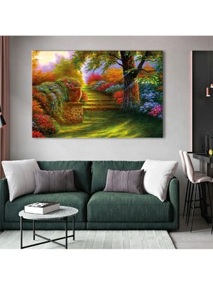Zevahir Mobilya Dekorasyon 120x80 Cm Ilkbahar Yeşil Yol Kanvas Tablo