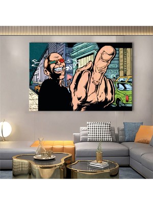 Zevahir Mobilya Dekorasyon 120x80 Cm Orta Parmak Işareti Kanvas Tablo