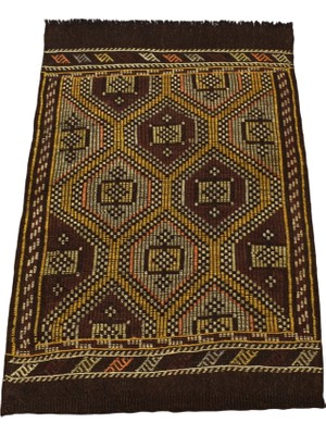 Zehra Abla Halı El Dokuması Otantik Geometrik Karapınar Yörük Yün Cecim Kilim 5390